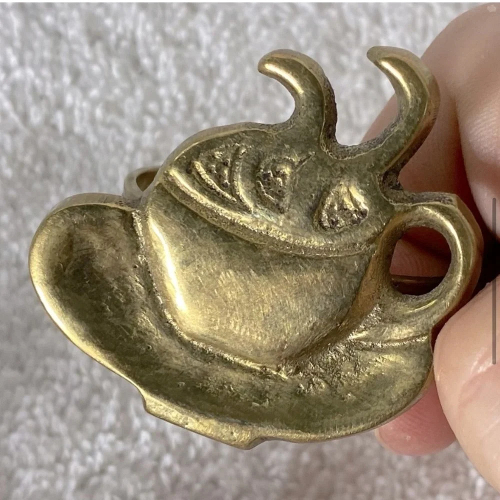Vintage Brass Coffee  Cup Napkin Holders x5 - Picture 7 of 13